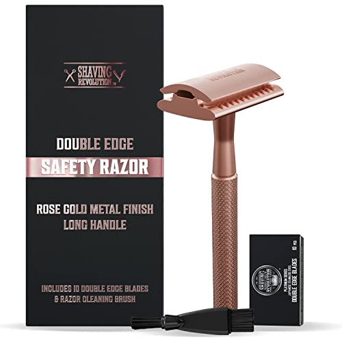 Viking Revolution Double Edge Safety Razor for Women Rose Gold - Single Blade Razors for Women Reusable Razor Women - Safety Razor Women Stainless Steel Razor Metal Razor w/10 Double Edge Razor Blades