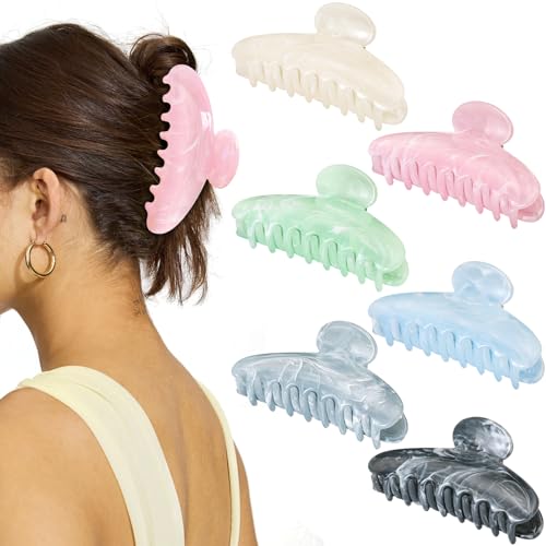 6 Pack Hair Claw Clips for Women - Non-Slip Hold All Hair Types
