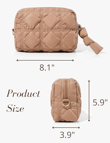Yarnic Quilted Makeup Bag - Cosmetic Organizer Travel Pouch
