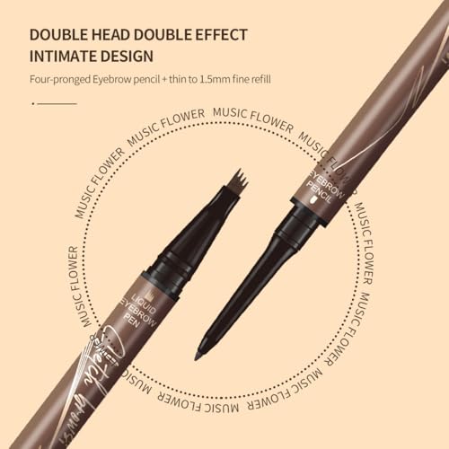 Microblading Eyebrow Pencil 2-in-1 with 4-Fork Tip, Waterproof