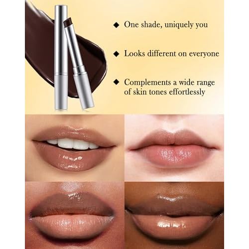 Tinted Lip Balm-2Pcs Hydrating Black Brown Lip Tint Moisturizer, Honey Sugar Yummy Lip Care Balm for Dry Lip, Moisturizing Sheer Lip Gloss Lip Treatment, Christmas Lip Makeup Gift for Women Girl