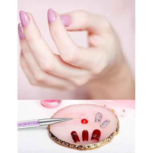 Resin Nail Art Palette with 5 Pcs Nail Art Brushes, Nail Polish Mixing Palette Double-Ended Dotting Pen Nail Art Liner Brush for Nail Art