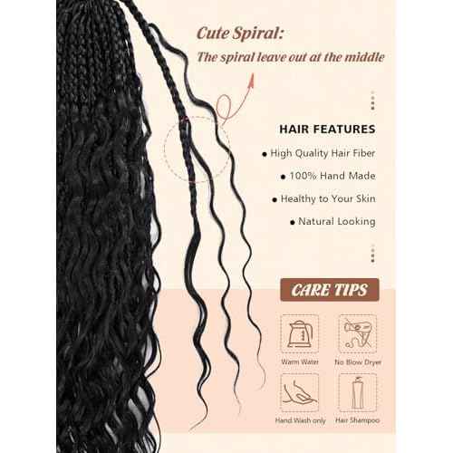 Goddess Box Braids Crochet Hair for Women 14 Inch 8 Packs Boho Crochet Box Braids with Curly Ends Bohemian Pre-looped Braiding Hair Extensions(14inch,1B)