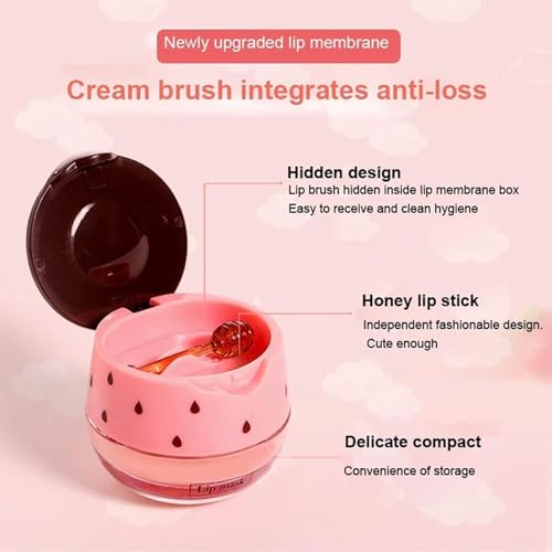 2PCS Honey Lip Balm, Exfoliating Honey Pot Lip Balm Sleeping Lip Mask with Brush, Hydrating & Prevention Dry and Cracked, Lip Scrubs Exfoliator & Moisturizer