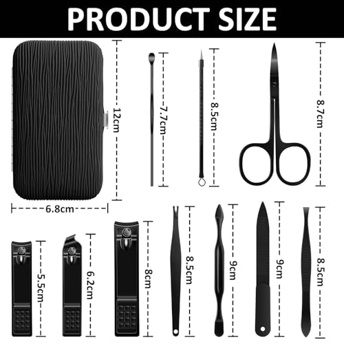 BLESWIN 10-Piece Manicure Pedicure Set with Leather Case