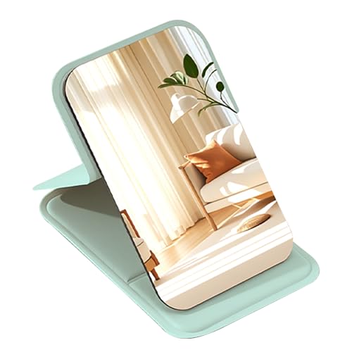 Compact Portable Makeup Mirror with Snap Cover - Green