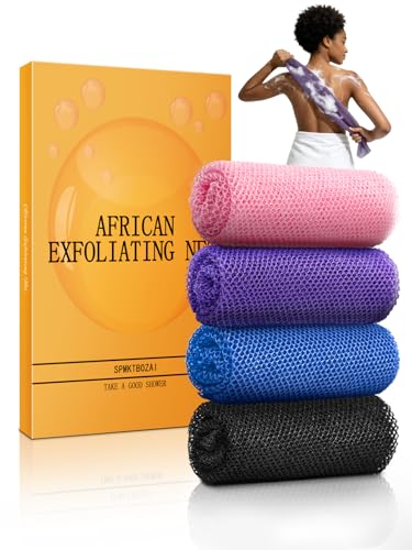 African Net Sponge 4 Pack - 45" Exfoliating Bath Scrubber