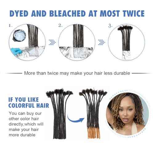 8 inch Loc Extensions Human Hair, 50 Strands Permanent Dreadlock Extension Human Hair 0.4cm Width 100% Full Handmade Dreads Can Be Dyed and Bleached Curled dreads extensions(black)