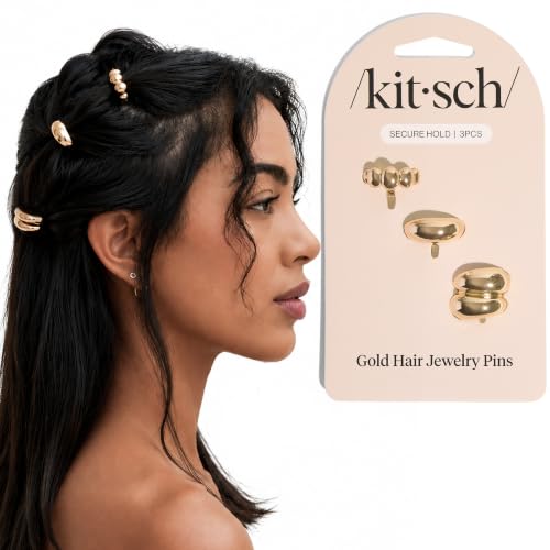 Kitsch Gold Metal Cloud Hair Pins - 3-Piece Stackable Hair Jewelry Set
