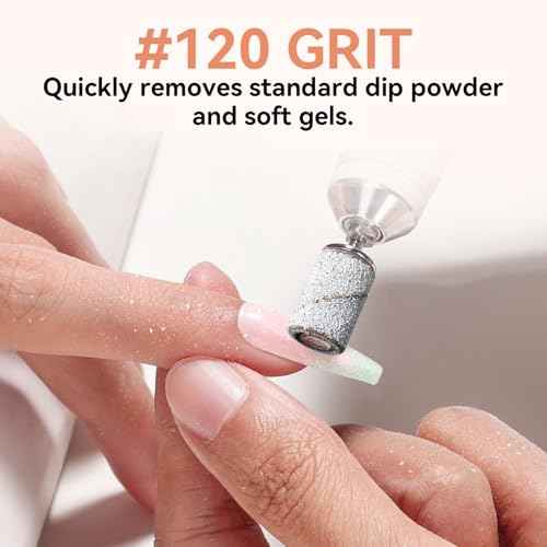 Makartt Sanding Bands for Nail Drill - 100 Pcs Nail File Sanding Bands for Drill Bits #120 Medium Grits for Acrylic Nails Gel Removing and Shaping, Upgrade Thicker Durable Sanding Drill Bit, White