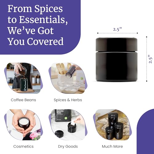 Infinity Jars 100ml Black Glass Jar - UV Airtight Storage for Spices & Coffee