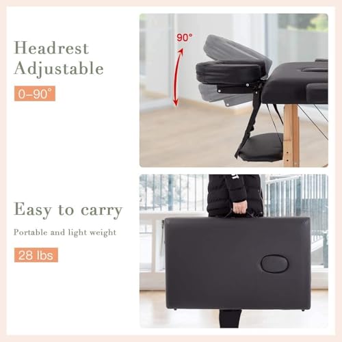 BestMassage Portable Massage Table 24" Wide Height Adjustable