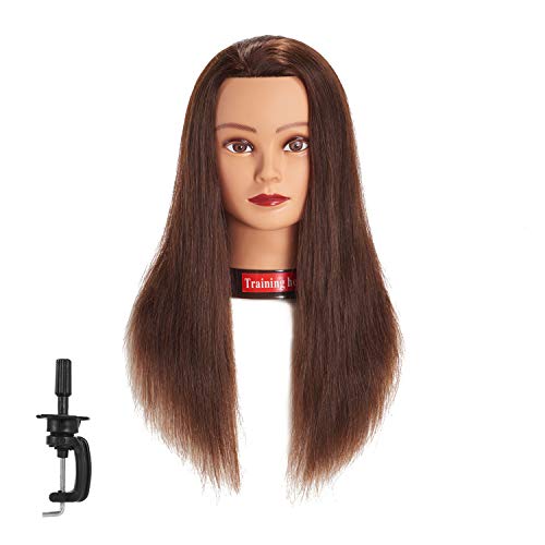 Human Hair Mannequin Head 20-22" Training Head with Clamp