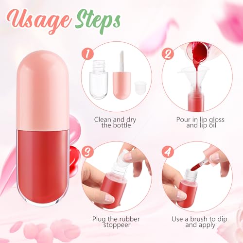 20pcs 5ml Mini Clear Plastic Lip Gloss Tubes Empty Capsule Shaped Lipbalm Bottle Travel Size Lipstick Tubes,DIY Lip Gloss Container Vials with Wand Brush,2Colors