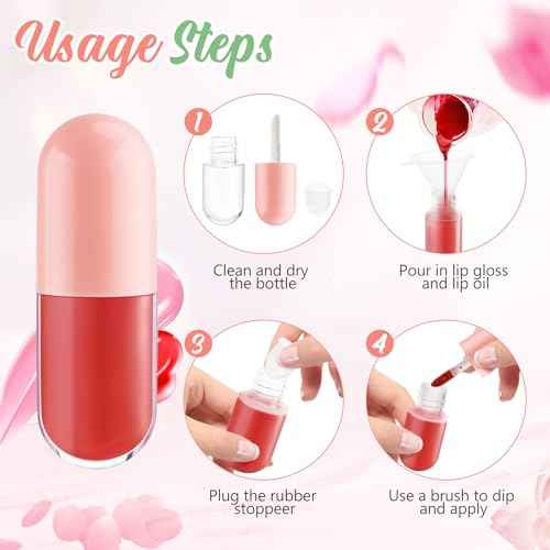 20pcs 5ml Mini Clear Plastic Lip Gloss Tubes Empty Capsule Shaped Lip Balm Bottle Travel Size Lipstick Tubes,DIY Lip Gloss Container Vials with Wand Brush,2Colors