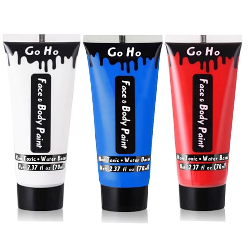 Red White Blue Face Paint 7.1 oz – Water Based 4th of July Makeup