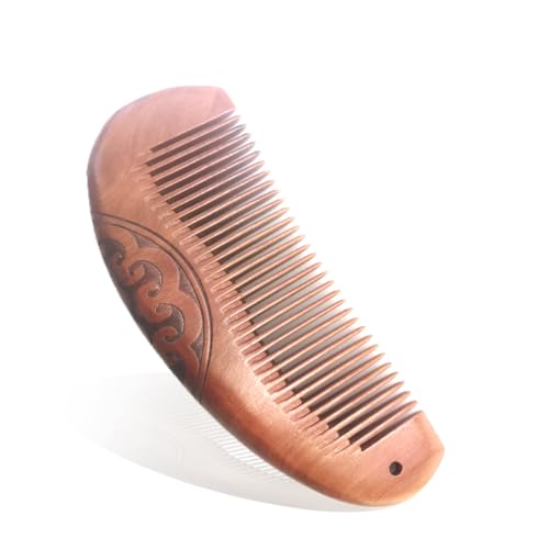 Anti-Static Peach Wood Comb with Fine Tooth ? Wooden Comb for Women, Gentle Scalp Massage & Smooth Styling for Curly/Thick/Straight Hair
