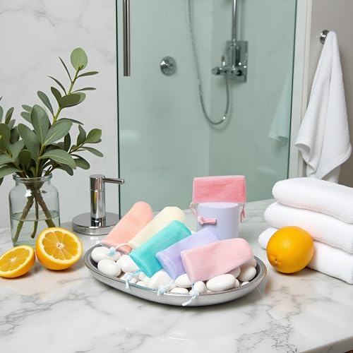 6-Piece Exfoliating Mesh Soap Pouches with Drawstring