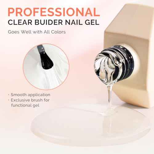 MelodySusie 2PCS 15ML Clear Builder Nail Base Gel for Nails Thickening,Soak Off UV Extension Gel,Rhinestone Nail Glue in a Bottle for Nail Art Design Gift for Women