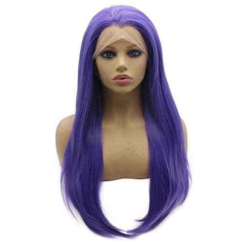 Iwona Long Straight Purple Synthetic Lace Front Hair Wig Heat Resistant Fiber Hair