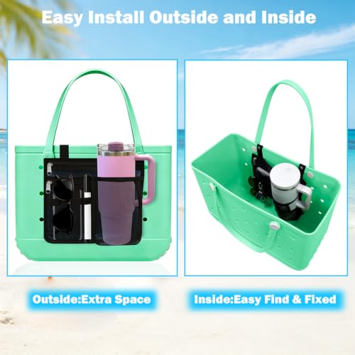 Black Organizer Pouch for Bogg & Simple Modern Bags | Mesh Storage Insert, Cup & Phone Holder, Medium M
