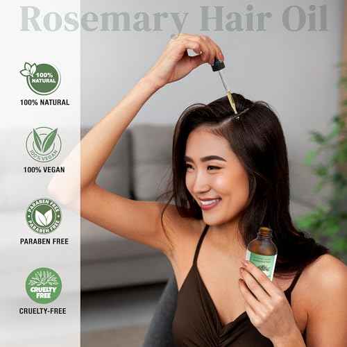 100% Natural Rosemary Hair & Scalp Oil ? Strengthens, Nourishes & Moisturizes ? Reduces Breakage & Frizz ? Handcrafted with Castor, Jojoba & Vitamin E ? All Hair Types (4oz)