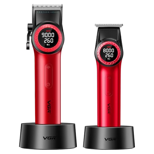 VGR Professional Hair Clipper & Trimmer Set, Cordless Barber Clippers with DLC Blade