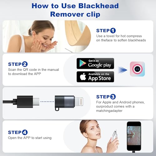 KOSIMAI Silver Blackhead Remover Tool with HD Camera & 30x Magnification