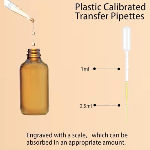 2oz Amber Glass Dropper Bottles with Scale - 20 Pack