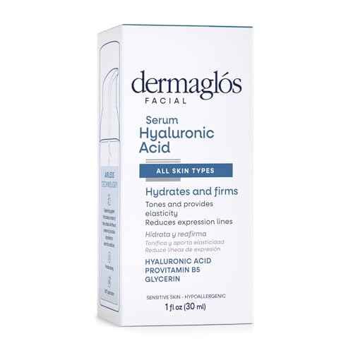 Dermaglos Hyaluronic Acid Serum For Face with Pro Vitamin B5 and Glycerin, Hydrates, Firms, Tones, and Reduces Expression Lines, Suitable for Sensitive Skin, 1 Fl Oz