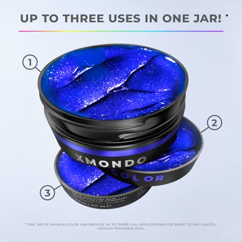 XMONDO Super Blue Hair Mask | Semi-Permanent Color Depositing, 8 Fl Oz