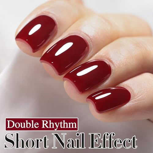 Double Rhythm Burgundy Red Gel Polish 15ML - Same Color, Soak Off Nail Art