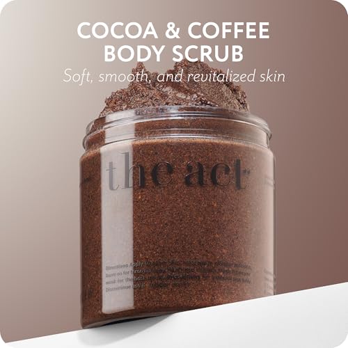 THE ACT Coffee Body Scrub with Salt & Cocoa ? Exfoliating Scrub for Cellulite, Stretch Marks, Ingrown Hair ? Organic Moisturizing Body Scrub with Vitamin E & Menthol ? Gift for Women & Men, 10.58 Oz