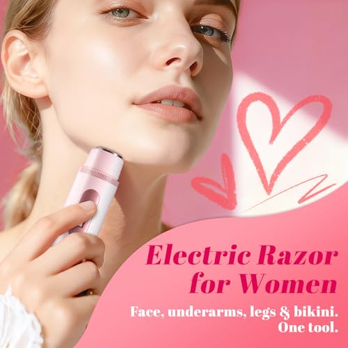 Bikini Trimmer for Women ? Gentle Electric Razor for Sensitive Areas, Waterproof USB-C Rechargeable Shaver for Body & Face, Stocking Stuffers Holiday Gift (Petal Pink with LED)