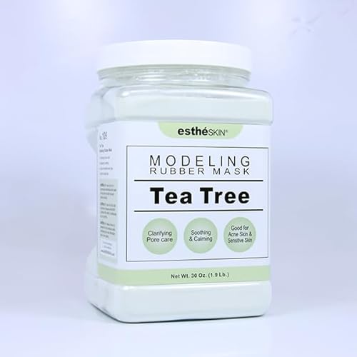 Peel Off Type Modeling Rubber Mask Powder Jar for Facial Skin Care Treatment (30oz) 850g, Measuring Spoon Included (30oz, 109.Tea Tree)