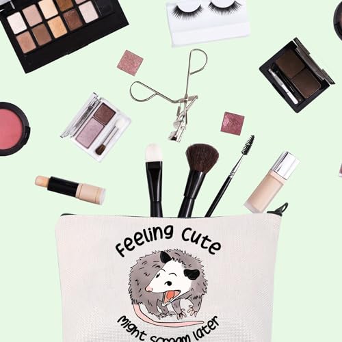 FOTAP Possum Gift Opossum Lover Gift Feeling Cute Might Scream Later Opossum Makeup Bag Opossum Mom Gift Screaming Possum Gift (Scream later)