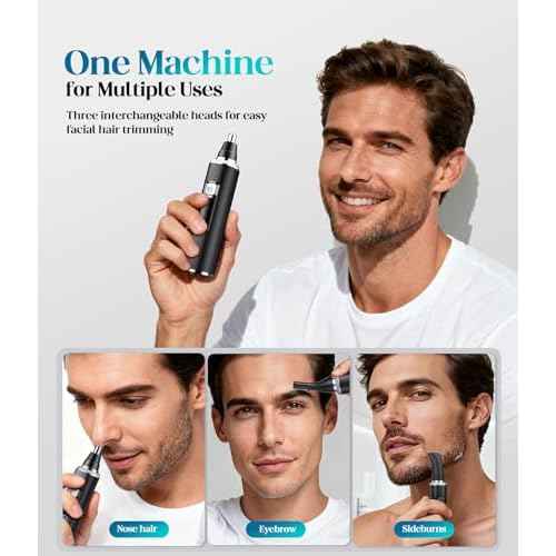 Nose Hair Trimmer for Men and Women, Type-C Rechargeable Precision Groomer with Double-Edged Blades, Painless & IPX7 Waterproof Design for Nose, Ears, Eyebrows and Facial Hair