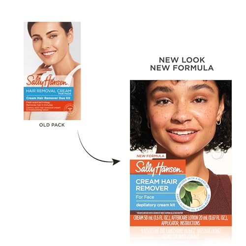Sally Hansen Hair Removal Cream for Face, 1.7 Fl Oz + Aftercare Lotion - Vegan, Fast-Acting Facial Depilatory with Sweet Almond & Shea Butter, Pack of 1