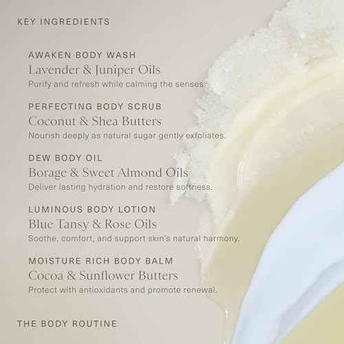 Oak Essentials The Body Routine Set | 5-Step Spa Kit with Blue Tansy Body Lotion, Body Oil, Wash, Scrub & Balm for Hydrated Skin