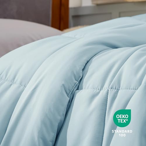 Bedsure Comforter Duvet Insert - Quilted Comforters Twin XL Size, All Season Duvet, Down Alternative Bedding Comforter with Tabs(Light Blue,Twin XL 92"x68")