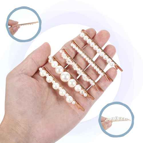 Pearl Hair Clips, 10Pcs French Pearl Hair Pins Elegant Bobby Pins Sweet Bride Headwear Decorative Hair Barrettes Hair Accessories for Wedding Birthday Prom Party Christmas Women Girls