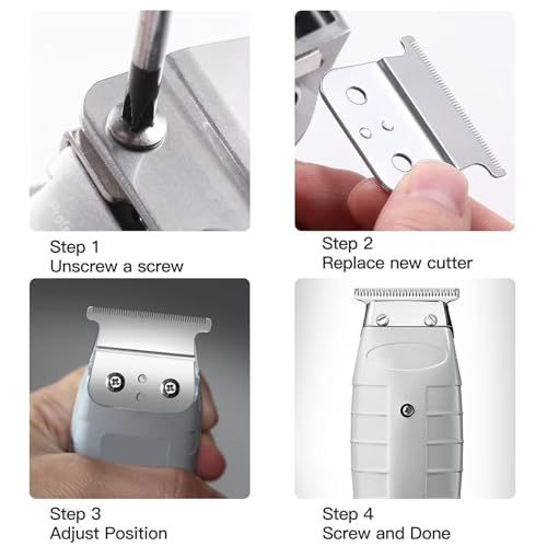 Durable Replacement 2PCss #04710 Blade T Liner Clipper Fit for Andis GTX GTO GO & for Andis Blackouts & for Andis T Outliner (Silver)