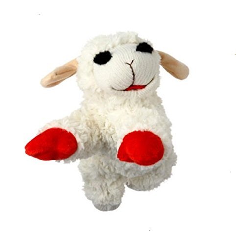 Multipet Plush Dog Toy, Lambchop, 10", White/Tan, Small