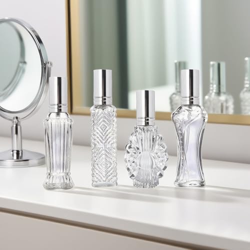 Vintage Glass Perfume Bottles Refillable Spray Set of 4