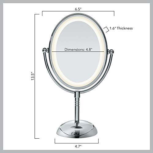 Conair LED Lighted Makeup Mirror, 1X/7X Magnification, Double Sided