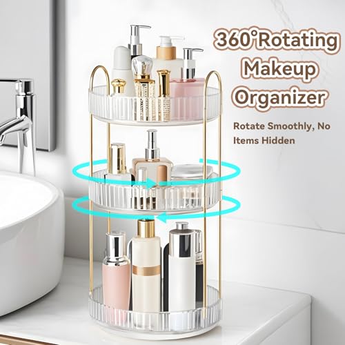 360° Rotating Makeup Organizer - 3 Tier Vanity Storage