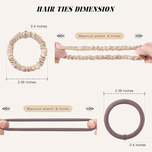 12Pcs Silk Scrunchies Hair Ties Set, No Damage Cotton Seamless Hair Bands for Women & Girls, 2.36 Inches Large Nylon Ponytail Holders