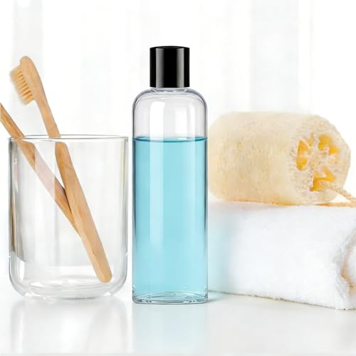 8oz Travel Size Bottles Leak Proof Squeeze Refillable Clear Toiletries and Shampoo Liquid Containers with Black Disc Cap 48 Pack