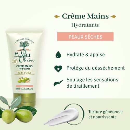 Le Petit Olivier Olive Oil Hand Cream 2.5 Oz - Moisturizing & Soothing, Enriched with Glycerin & Shea Butter
