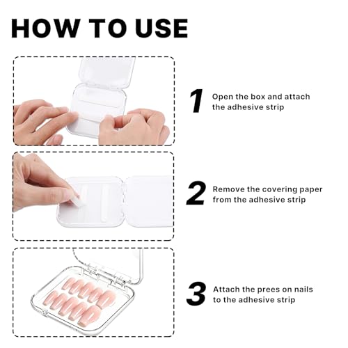 Nektron 12 Pack Acrylic Nail Storage Boxes with Double-Sided Tape, Clear Organizer for Press-On Nails